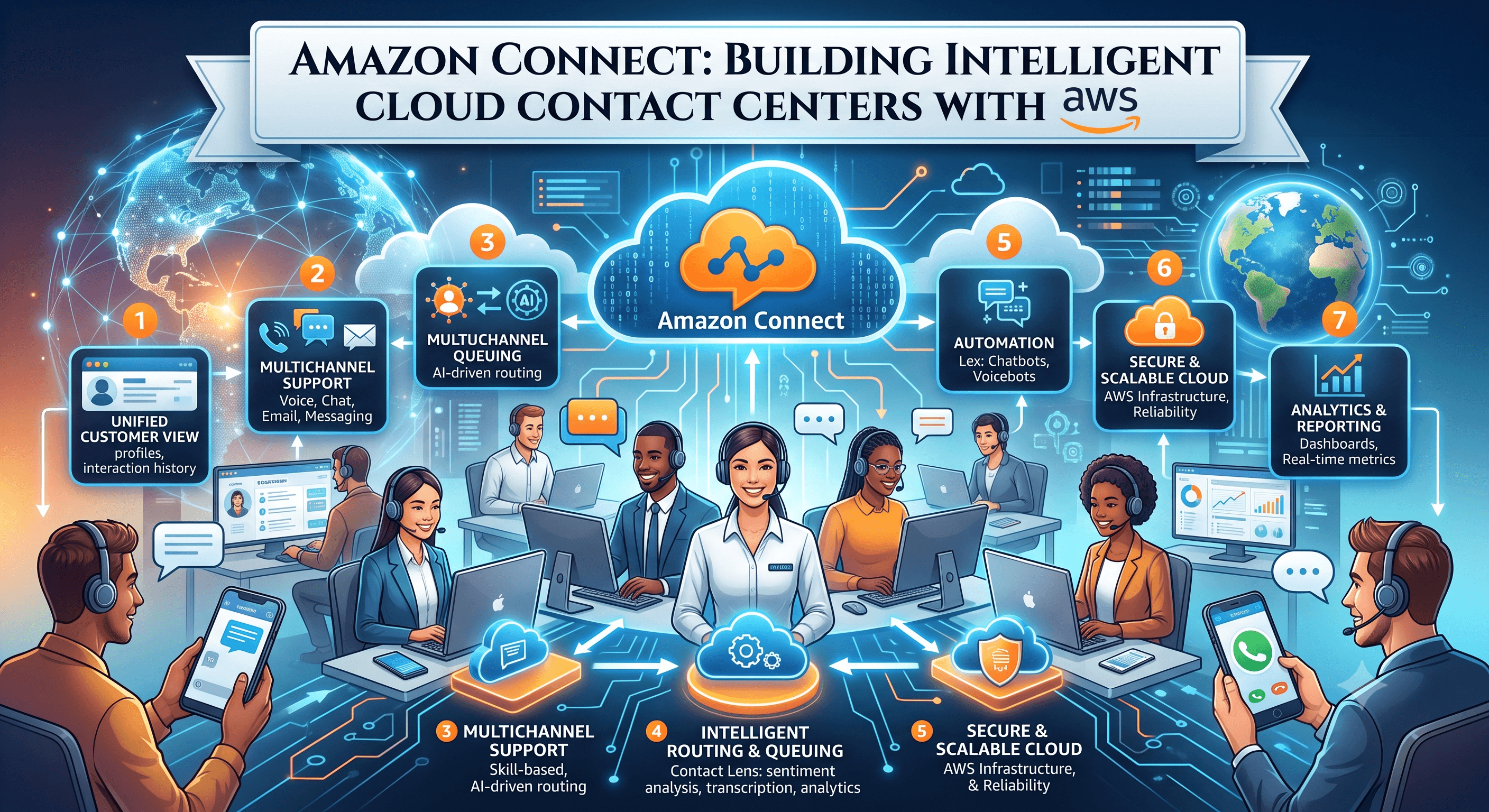 Thumbnail of Amazon Connect: Building Intelligent Cloud Contact Centers with AWS